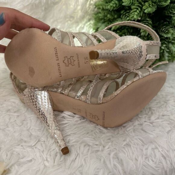 LOEFFLER RANDALL Paige Strappy‎ Python Metallic Leather Cage Sandals 5.5B NEW - Picture 9 of 9